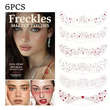 6-piece Set of Holiday Freckle Stickers with Gold and Silver Embossed, Valentine s Day, Halloween and Christmas Tattoo Stickers, Waterproof Stickers