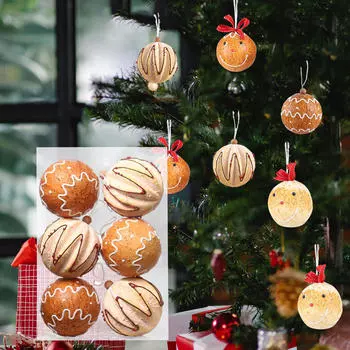 6 Pieces Christmas Ball Ornaments Tree Hanging Decorations Xmas Decor Pendant Drops Style A
