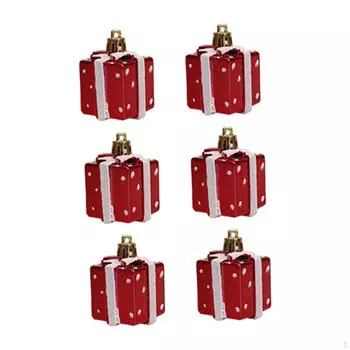 6 Pieces Gift Box Hanging Ornaments Christmas Tree Decoration Friend Gifts Charms Party Favors for красный