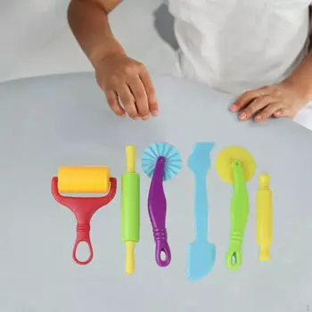 6 Pieces Playdough Tool Set Clay Toy Accessories Random Color Cutter Shaping Tools Rolling Pin