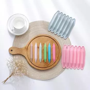 6-полосная форма для карандашей, антипригарная гибкая многофункциональная форма для пищевых карандашей, трафарет для помадки для выпечки синий