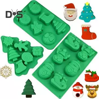 6 полостей, пищевая силиконовая форма, многоразовая, полезная, снежинка, снеговик, дизайн, силиконовая форма для изготовления тортов