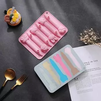 6 полостей, простая в эксплуатации форма для шоколада, высокая термостойкость, практичная мультяшная тема животных, форма карандаша, трафарет для выпечки розовый