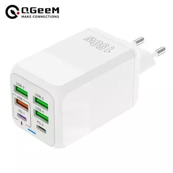 6 портов быстрое зарядное устройство настенный адаптер супер быстрая зарядка PD QC 3.0 Usb C для iphone samsung ipad Xiaomi huawei oneplus EU plug белый