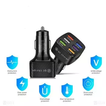 6 портов USB автомобильное зарядное устройство QC 3.0 быстрая зарядка телефон зарядное устройство для автомобилей 33 Вт быстрое зарядное устройство для iPhone 13 12 11 Samsung Xiaomi белый