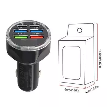 6 портов USB автомобильное зарядное устройство для телефона светодиодный цифровой дисплей PD 12 В/24 В для QC3.0 быстрое зарядное устройство для телефонов Bluetooth-совместимые устройства белый