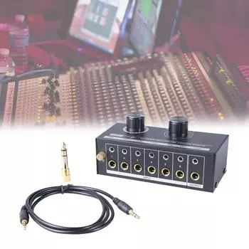 6-позиционный стереопереключатель, 6 входов, 1 выход, 3,5/6,5 мм, селекторный переключатель, селектор источника сигнала для наушников