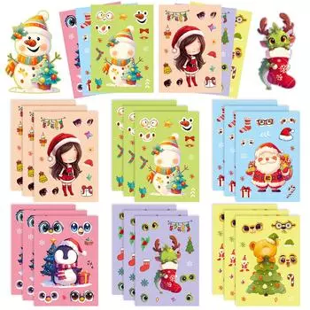 6 Празднование Рождества Сделай сам Пазл Меняющееся лицо Повторяющиеся наклейки Санта Декоративные наклейки для багажа