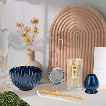 6 предметов чайного сервиза для церемонии маття ручной работы, наборы японских церемониальных чаш чёрный