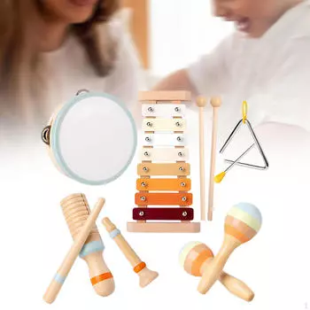6 предметов Детские музыкальные инструменты Бубен Ксилофон Игрушка Дошкольное образование Маракасы Ритм