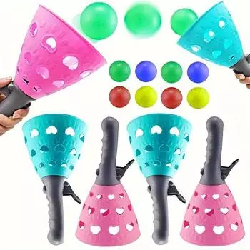 6 предметов для игр на открытом воздухе и в помещении, игры в пас и ловлю, с 2 пусковыми установками для ловли, 4 мячами и пляжными игрушками для игр во дворе