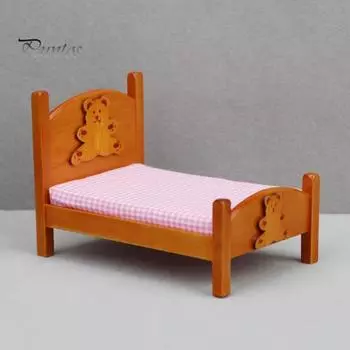 6 предметов миниатюрной мебели для спальни, масштаб 1/12, деревянная мини-кровать, тумбочка, сундук для хранения вещей, прикроватный столик, стул, аксессуары для кукольного домика, подарок для мини 6pcs