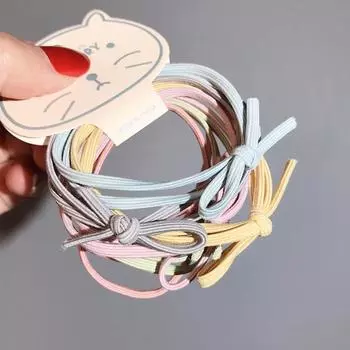 6 простых бантов базовая резинка для волос цветной узел на голове веревка повязка для волос набор для женщин