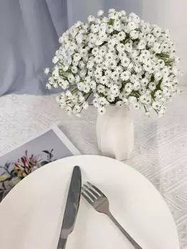 6 пучков 3 ветки/пучок Babysbreath Искусственный цветок Гипсофила Настоящее прикосновение Букет из искусственной гипсофилы для свадебной вечеринки Домашний стол Украшение балкона жёлтый