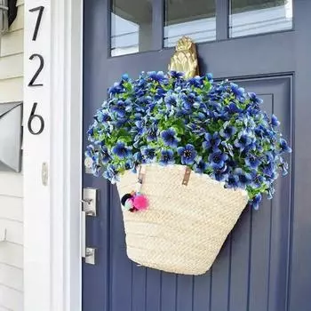 6 пучков эвкалипт фиолетовый устойчивый к ультрафиолетовому излучению искусственные растения искусственный цветок пластиковое растение для внутреннего и наружного оформления гостиной балкона окна 6 Pcs синий