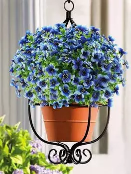 6 связок искусственных цветов эвкалипта фиолетовых устойчивых к ультрафиолетовому излучению пластиковых растений искусственные растения для использования в помещении и на открытом воздухе гостиной, балкона, окна, украшения, орнамент синий