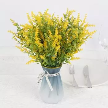 6 пучков искусственных цветов лаванды, искусственные зеленые растения для улицы, помещения, устойчивые к ультрафиолетовому излучению, пластиковые искусственные букеты для украшения крыльца дома и сада на открытом воздухе светло-зеленый