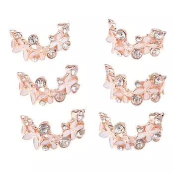 6 пуговиц со стразами и жемчугом, подвески с плоской спинкой, пряжки 26x10mm белый