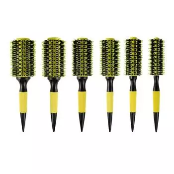 6 размеров, круглая щетка для парикмахерской, деревянная ручка, щетина кабана, профессиональная парикмахерская щетка для волос, круглая расческа, инструменты для укладки волос 10 жёлтый