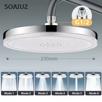 6 режимов насадка для душа с дождевой насадкой для ванной комнаты, верхняя насадка для душа с высоким давлением, насадка для дождя, аксессуары для смесителя для душа, пистолет
