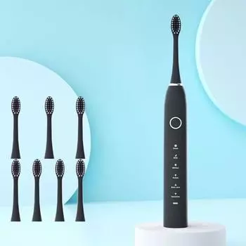 6 режимов Sonic электрические зубные щетки для взрослых детей умный таймер отбеливающая зубная щетка IPX7 водонепроницаемый + 4/6/8 сменных головок набор