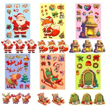 6 рождественских наклеек-изменителей лица Diy, лиса, эмодзи, декоративные скейтборды, мультяшные декоративные граффити-наклейки