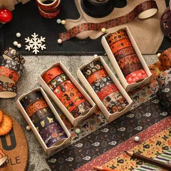 6 рулонов Happy Halloween Washi Tape Set Pumpkin Ghost Adhesive Paper Masking Tape Decoration Stickers for Daily Album