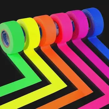 6 рулонов/комплект УФ-черной светящейся ленты в темноте-флуоресцентная ткань/неоновая лента, супер яркая тканевая светящаяся лента для вечеринок 6 Rolls/Set разноцветный