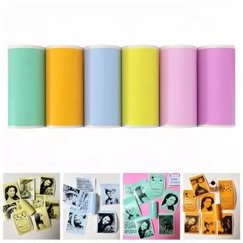 6 рулонов многоцветных мини-термопринтеров самоклеящиеся наклейки для фотопринтера Phomemo 6 pcs
