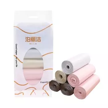 6 рулонов стильных мешков для мусора небольшого размера, рулон для легкого использования, маленькие черные мешки для мусора