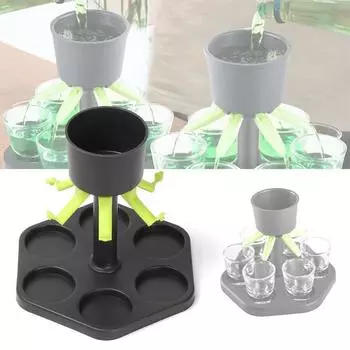 6 рюмок, диспенсер для игр, вина, виски, пива, вина, ликера, аксессуары для бара, игры для вечеринок, инструменты для питья, стеклянный диспенсер зелёный