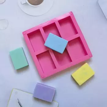 6-секционная квадратная форма для мыла, прямоугольная, сделанная своими руками, мыло, печенье, торт, силиконовая форма, поднос розовый