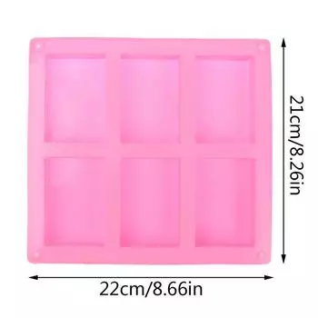 6-секционная квадратная прямоугольная форма для мыла, силиконовая форма для мыла своими руками, конфеты, торт