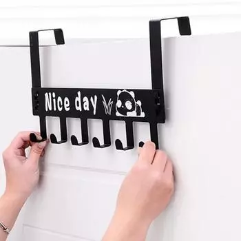6-секционная вешалка для одежды на заднюю дверь, настенные крючки в виде медведя и кошки, современный простой стиль, непатентованная настенная наклейка M белый