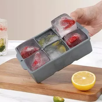 6-секционный лоток для кубиков льда, силиконовая форма для льда, большая квадратная силиконовая форма для льда, лоток для кубиков льда своими руками, коктейль, виски-бар, кухонные принадлежности
