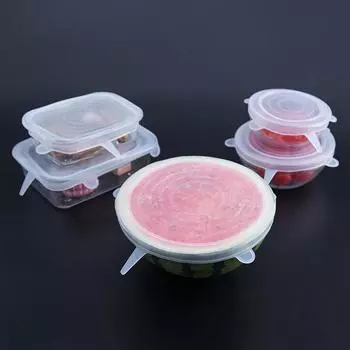 6-секционный силиконовый чехол, герметичная пластиковая пленка, 6-секционная пластиковая пленка для холодильника, стакан для воды, пылезащитный чехол для миски 6pcs белый