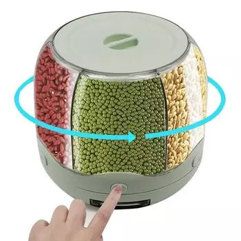 6-сеточный контейнер для хранения риса большой емкости без BPA прозрачный вращающийся на 360 градусов зерновой контейнер для хранения сухих продуктов светло-зеленый