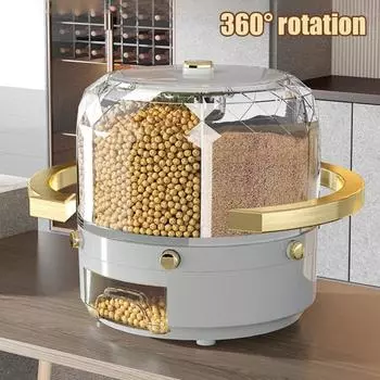 6-сеточный вращающийся зерновой распределительный резервуар для хранения влагонепроницаемый большой емкости герметичный сухой зерновой кремовый