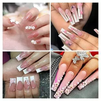 6 сеток 3D Цветочные подвески для ногтей для акриловых ногтей Цветочные бусины для ногтей Цветочные смешанные украшения для ногтей DIY Украшения для ногтей GZH03