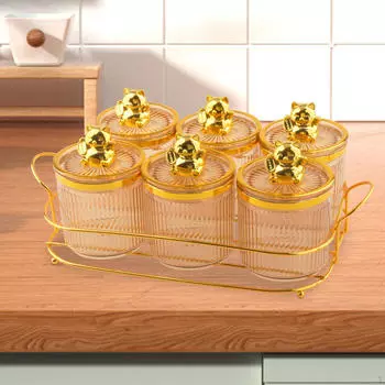 6 сеток банок для сахара, контейнер для хранения продуктов, свадебный декор, разделенный орех, многофункциональный для Amber Gold