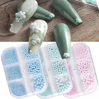 6 сеток/коробка для ногтей изысканные самодельные легкие разноцветные макароны полный круглый жемчужный дизайн ногтей для женщин синий