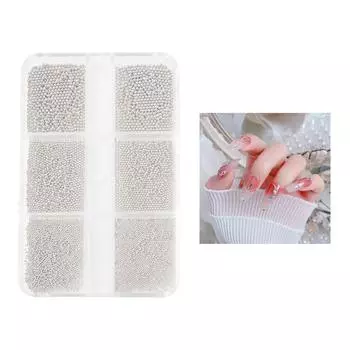 6 сеток/коробка профессиональный дизайн ногтей нержавеющая сталь мини металл мини икра бусины для ногтей 3D украшения DIY ювелирные аксессуары серебряный