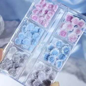 6 сеток, разноцветные 3D цветы для дизайна ногтей, очаровательные летние каваи, украшение в виде розы из смолы, аксессуары, сделай сам, дизайн ногтей, принадлежности для маникюра