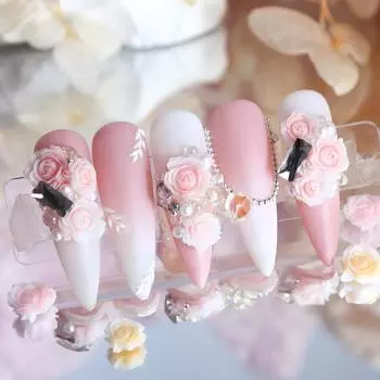 6 сеток трехцветная смоляная роза стереоскопический 3D цветок для ногтей подвеска декоративные аксессуары для гелевого наполнителя ногтей DIY дизайн ногтей