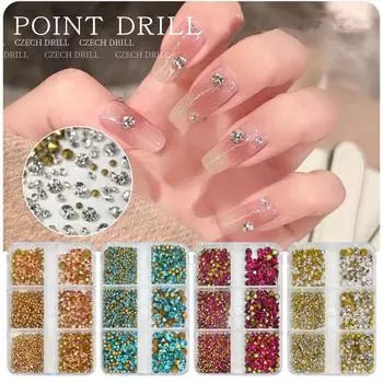 6 сеток в штучной упаковке, новое сверло с ворсом, белое, розовое, сверло с заостренным дном, стеклянные стразы, украшения для ногтей, оптовая продажа, принадлежности для ногтей для профессии