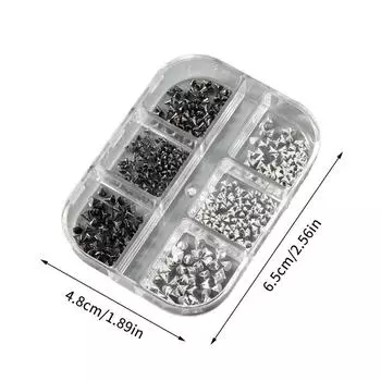 6 сеток Y2K панк металлические заклепки для ногтей подвески конусы смешанного размера черные серебряные гвоздики для дизайна ногтей 3D стильный сплав шип для украшения ногтей своими руками