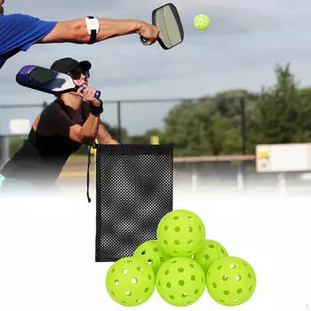 6 шариков Pickleball, аксессуары для тренировок, шарики Pickleball для профессиональных соревнований, зелёный