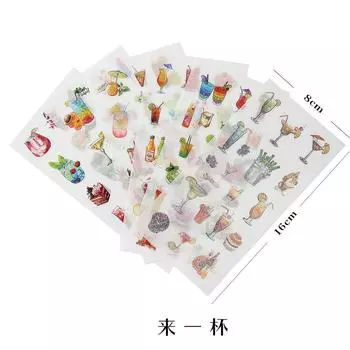 6 Sheet Cartoon Green Plant Sticker Kawaii Transparent Diy Diary Decorative Masking Stickers Scrapbook Stationery Student Gift