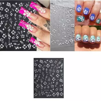 6 Sheets Flower Nail Stickers Flower Nails Art Stickers Colorful Nail Decals Nails Art Decorations Manicures Stickers