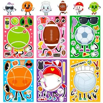 6 Sheets/Pack Of Various Balls For Face Stickers, The Sphere Is A Variety Of Expression For Face Puzzles, Children S Puzzle Early Education Stickers
